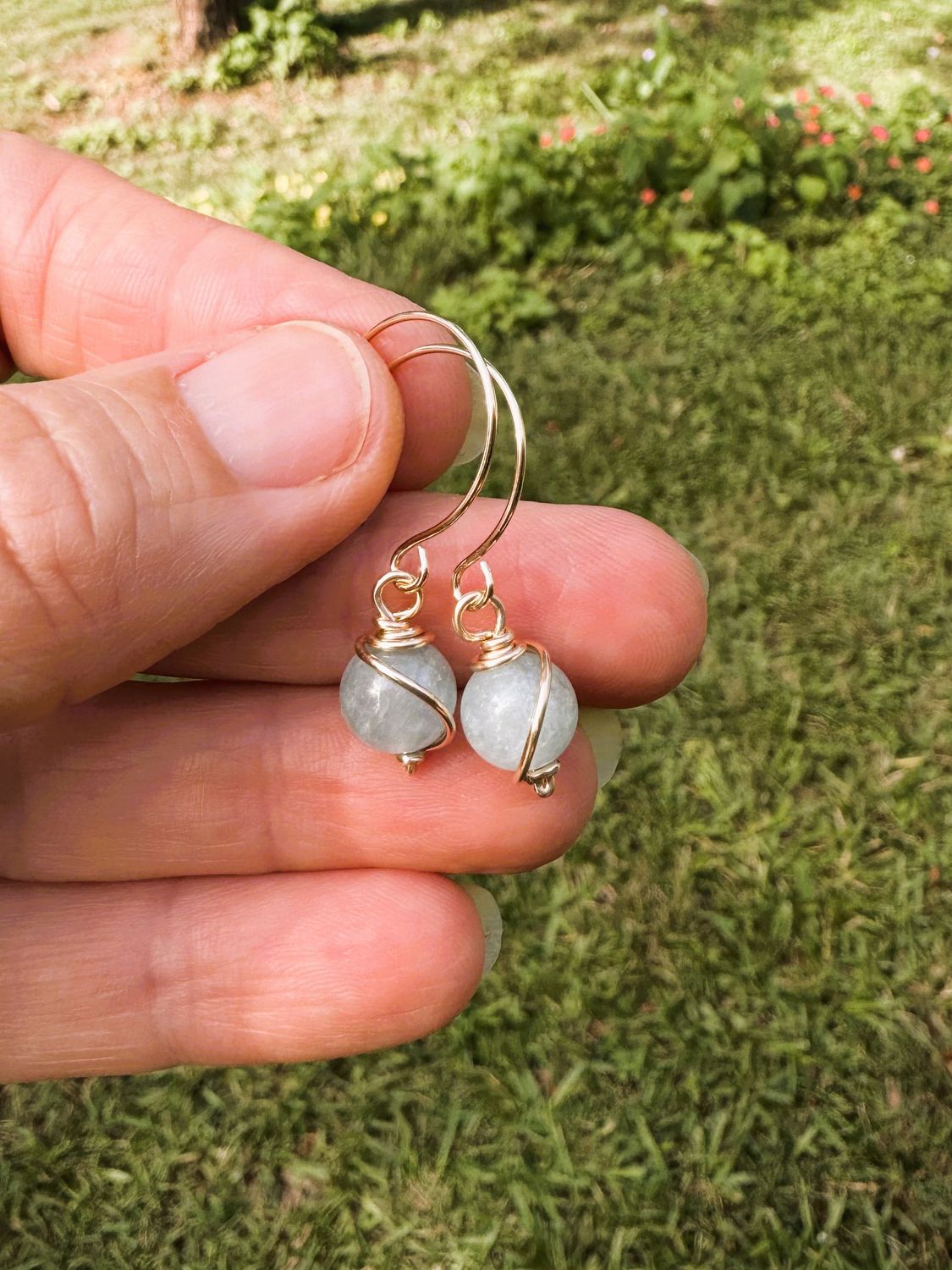 Aquamarine 8mm Gold Filled Earrings Aquamarine 8mm Gold Filled Earrings