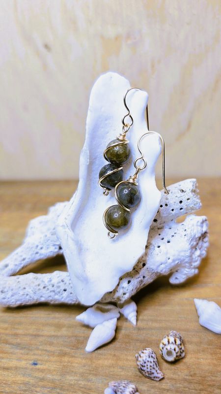 Labradorite Double Gem Earrings Labradorite Double Gem Earrings