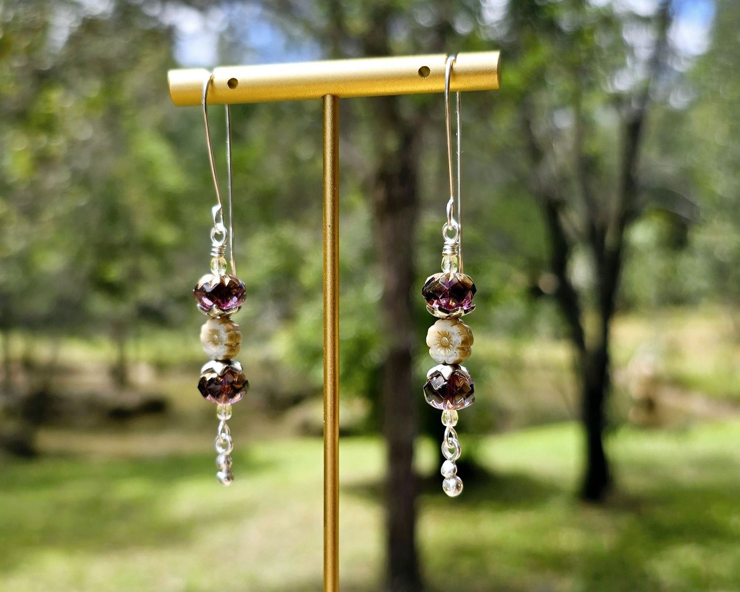 Goddess Sterling Silver Earrings - Mulberry Wine Goddess Sterling Silver Earrings - Mulberry Wine