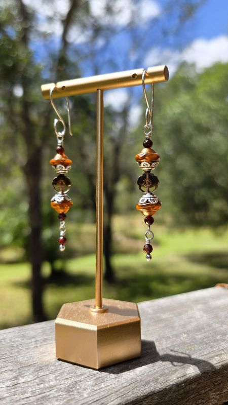 Goddess Sterling Silver Earrings - Bronze Saturn Goddess Sterling Silver Earrings - Bronze Saturn