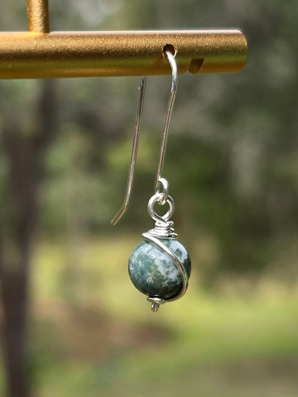 Tree Agate 8mm Sterling Silver Earrings Tree Agate 8mm Sterling Silver Earrings