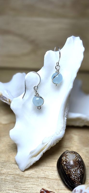 Aquamarine 8mm Sterling Silver Earrings Aquamarine 8mm Sterling Silver Earrings