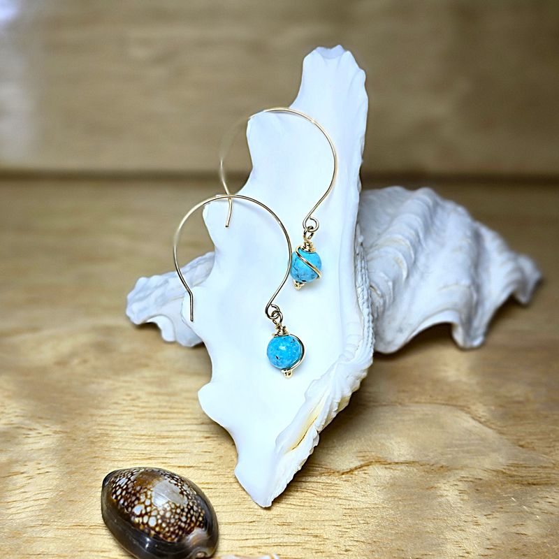 Turquoise 8mm Earrings - Gold Filled Turquoise 8mm Earrings - Gold Filled