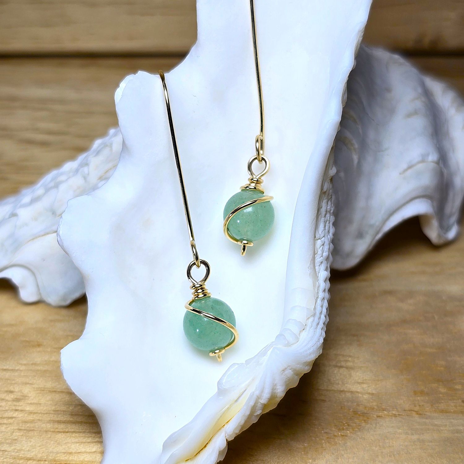 Green Aventurine 8mm Gold Filled Earrings Green Aventurine 8mm Gold Filled Earrings