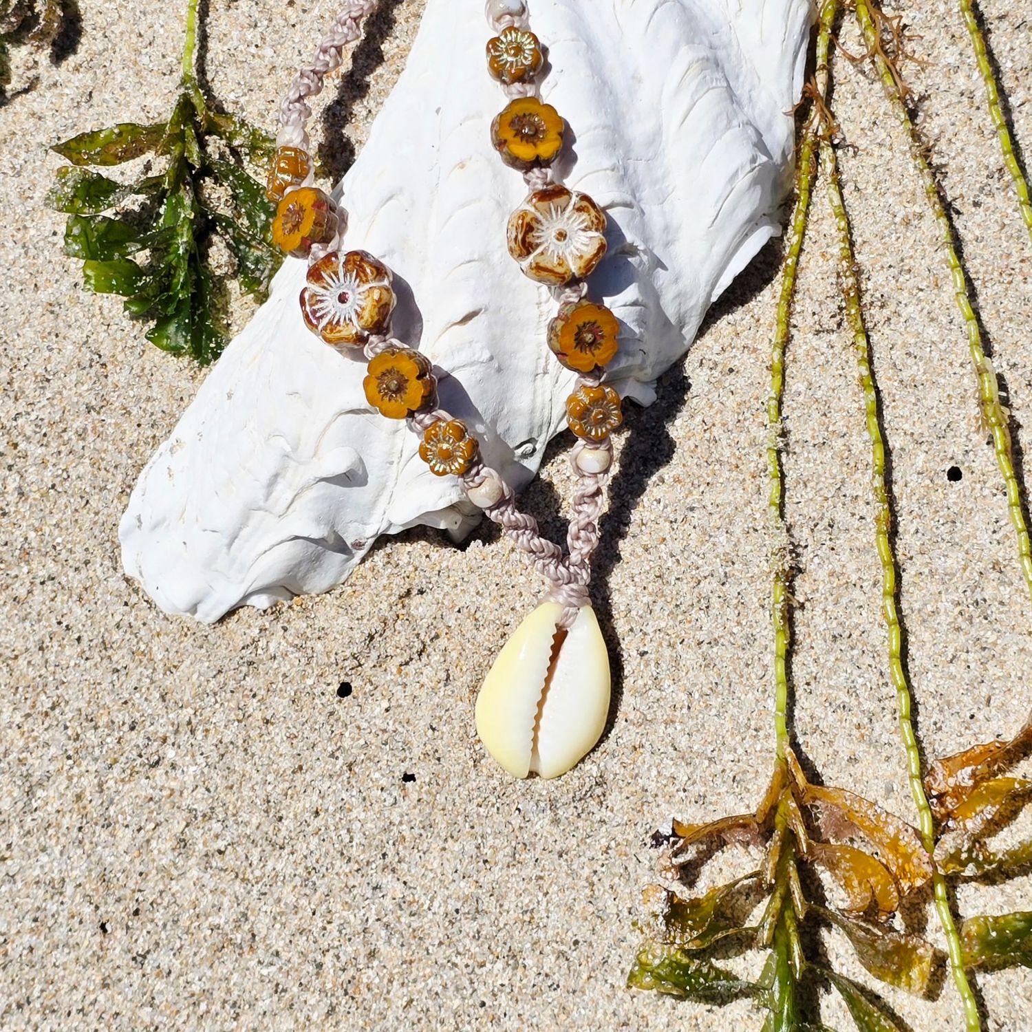 Cowrie Bloom Necklace - Sandy Brown Cowrie Bloom Necklace - Sandy Brown