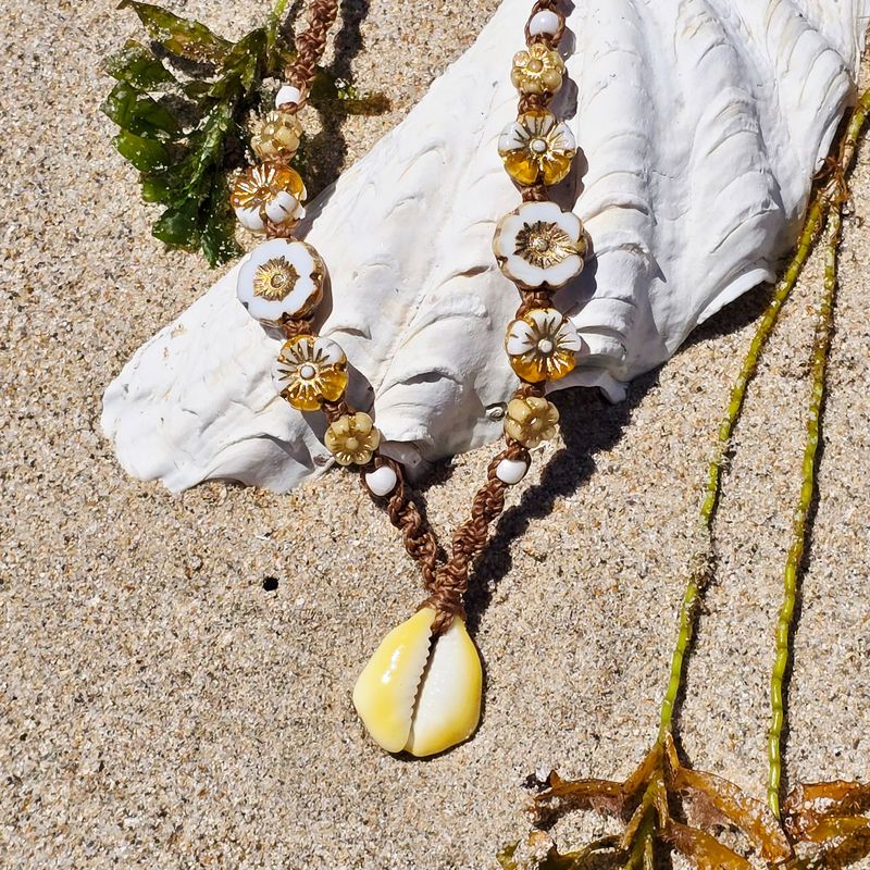 Cowrie Bloom Necklace - Sunshine Cowrie Bloom Necklace - Sunshine