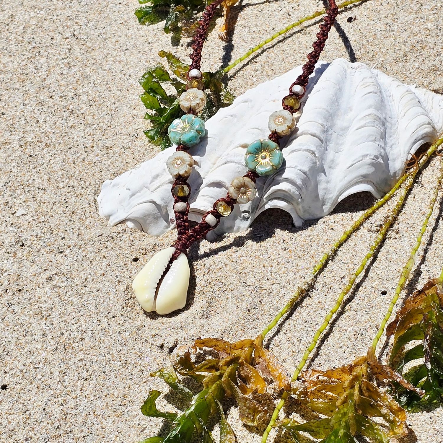 Cowrie Bloom Necklace - Seafoam Cowrie Bloom Necklace - Seafoam