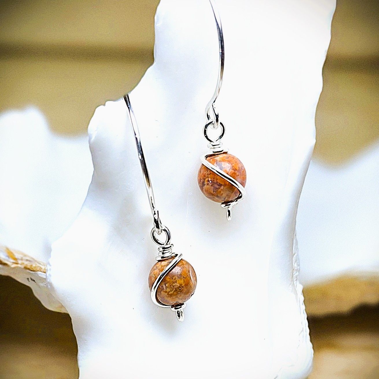 Ocean Agate 8mm Sterling Silver Earrings Ocean Agate 8mm Sterling Silver Earrings