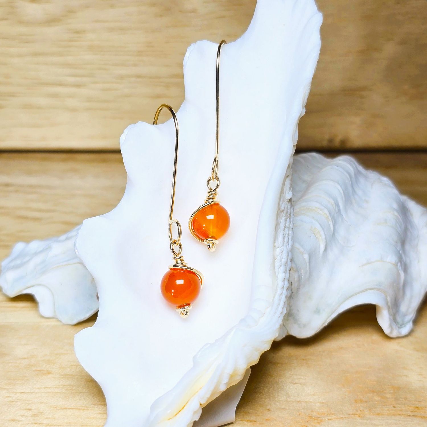 Carnelian 8mm Gold Filled Earrings