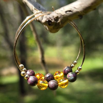 Ocean Amber Hoop Earrings