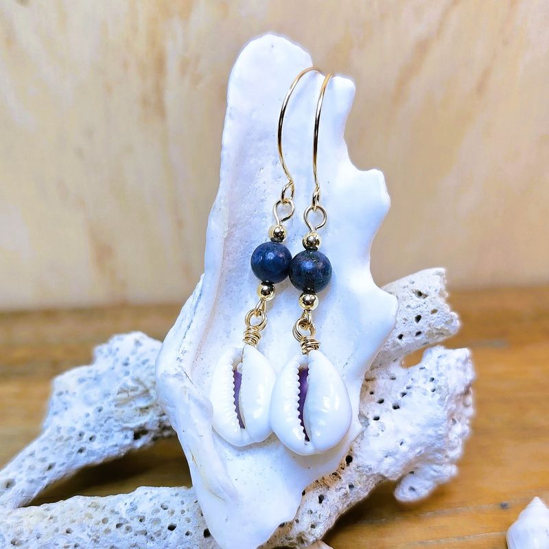 Cowrie Blue Earrings