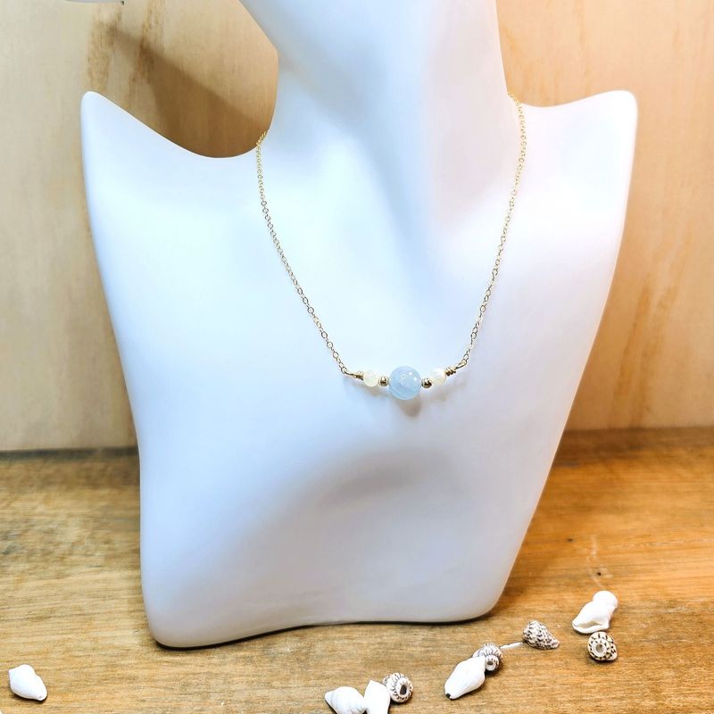 Bar Necklace - Aquamarine