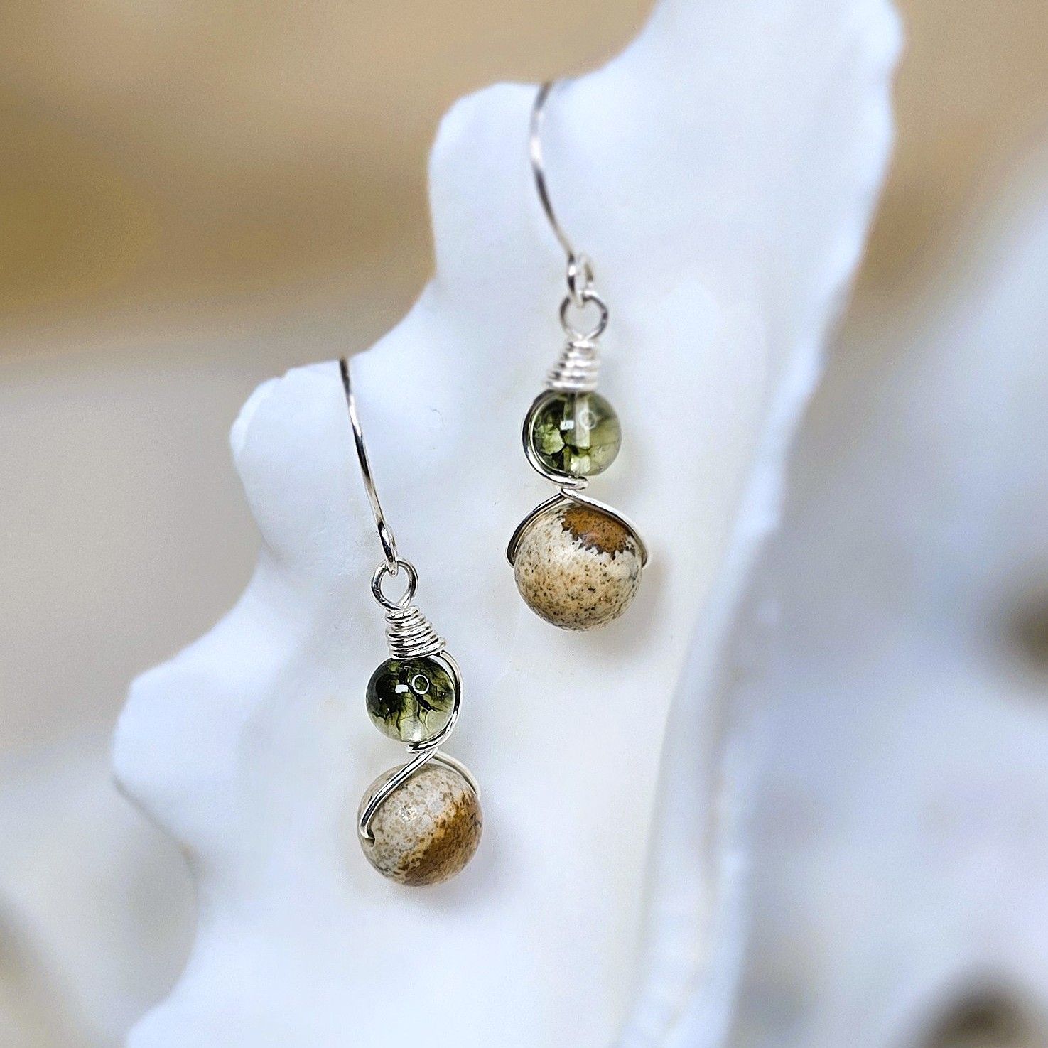 Coastal Soul Earrings - Picture Jasper