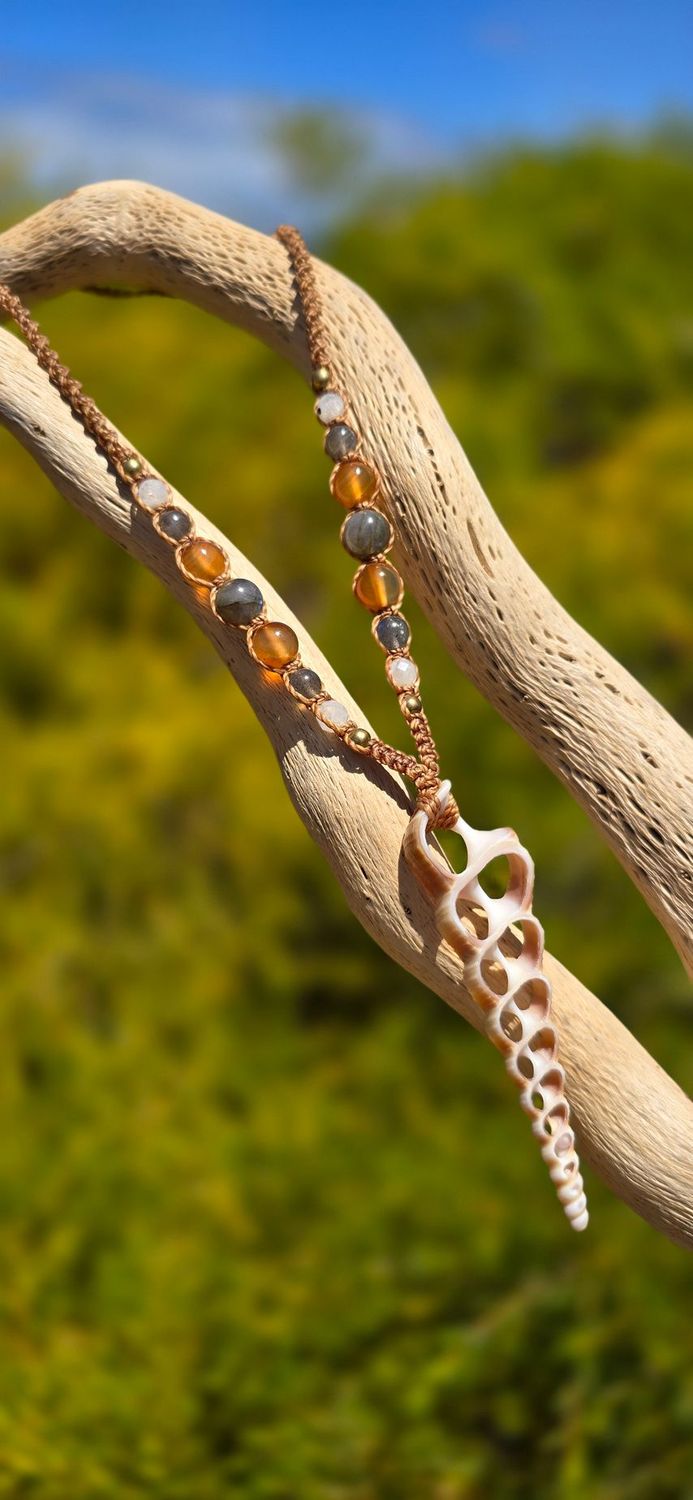 Ocean & Earth Necklace - Labradorite & Carnelian
