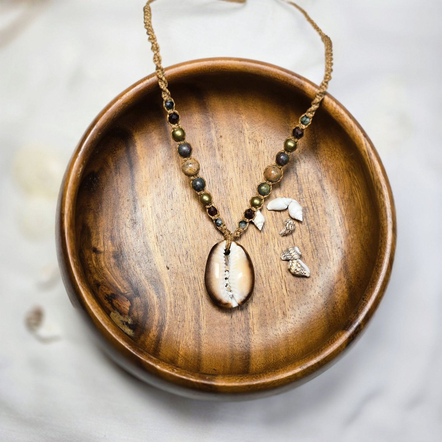 Ocean & Earth Necklace - Cowrie Drift
