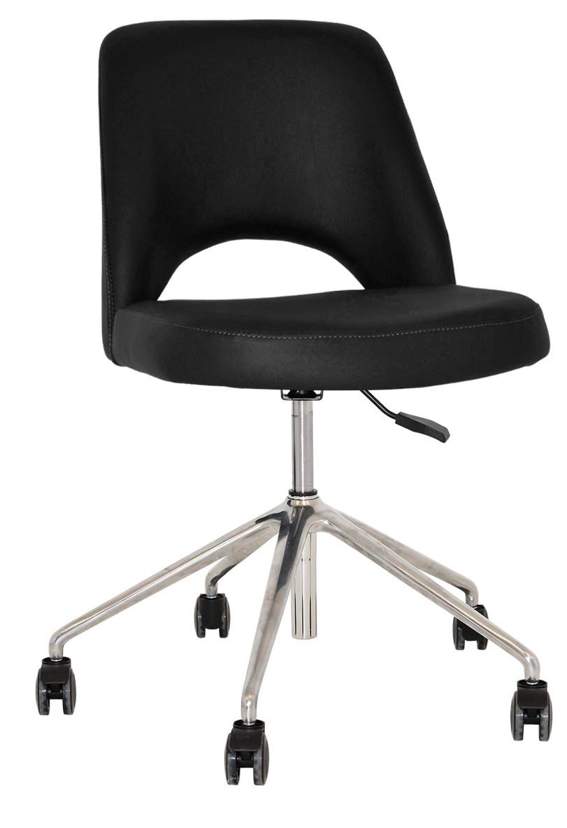 Chair Albury Castor V2 Polished Alum + Vinyl Black Ef