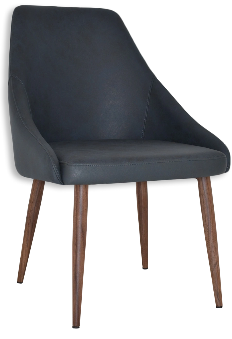 Chair Stockholm Metal Light Walnut + Pelle Navy Ef