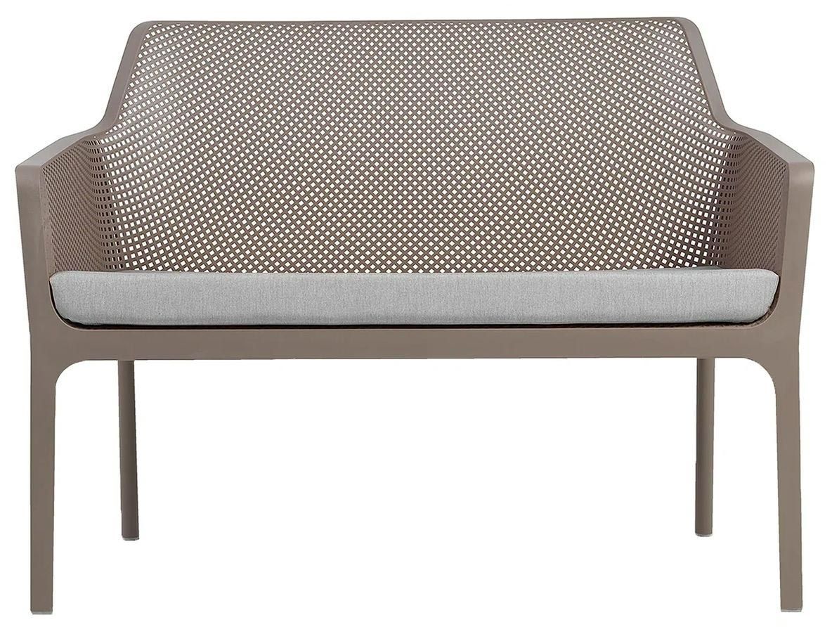 Net Taupe +Light Grey Cushion Bench Chair EF