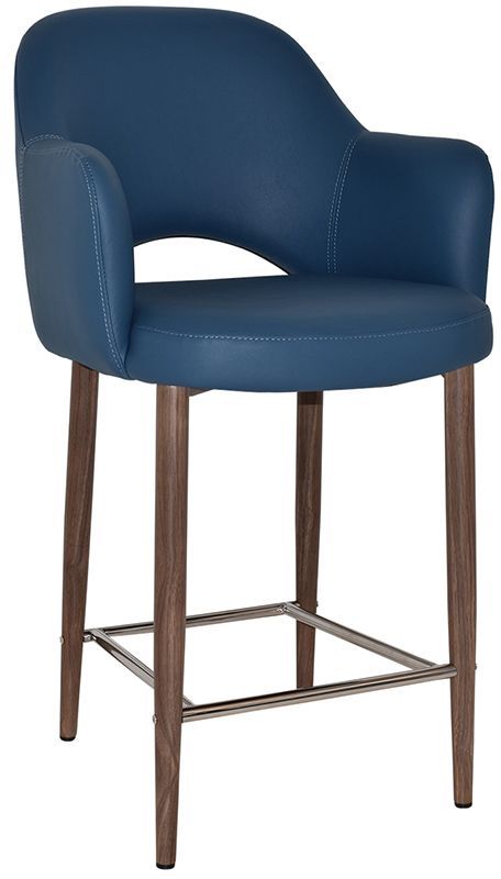 Stool Albury Arm 650 Metal Light Walnut + Vinyl Blue Ef