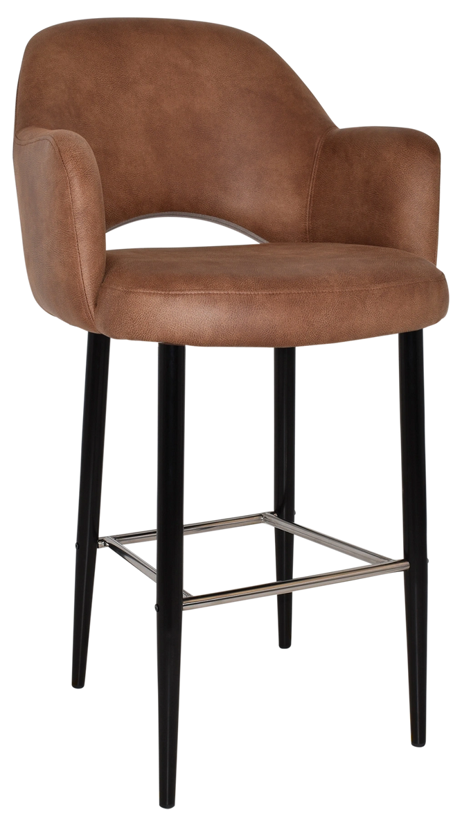 Stool Albury Arm 750 Metal Black + Eastwood Tan Ef