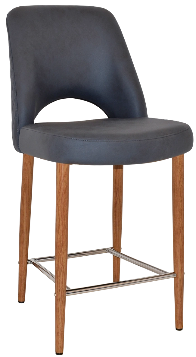 Stool Albury Side 650 Metal Light Oak + Pelle/benito Navy Ef