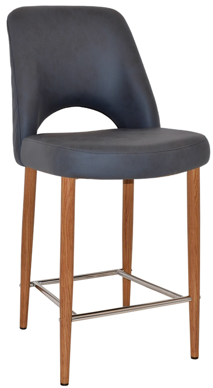 Stool Albury Side 650 Metal Light Oak + Pelle/benito Navy Ef