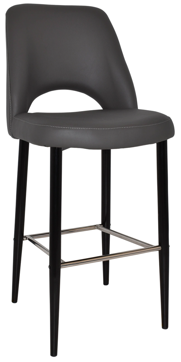 Stool Albury Side 750 Metal Black + Vinyl Charcoal Ef