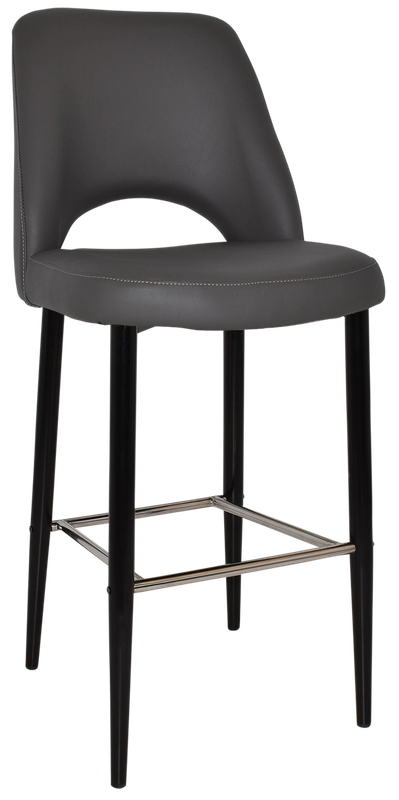 Stool Albury Side 750 Metal Black + Vinyl Charcoal Ef