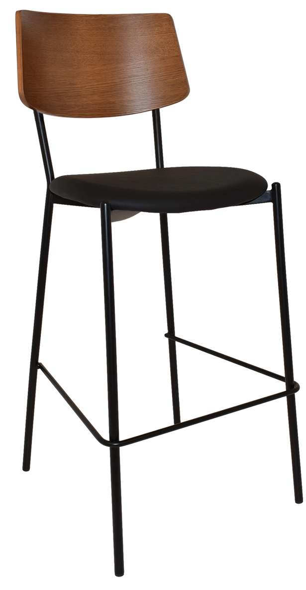 Stool Texas Light Walnut - Vinyl Black Ef