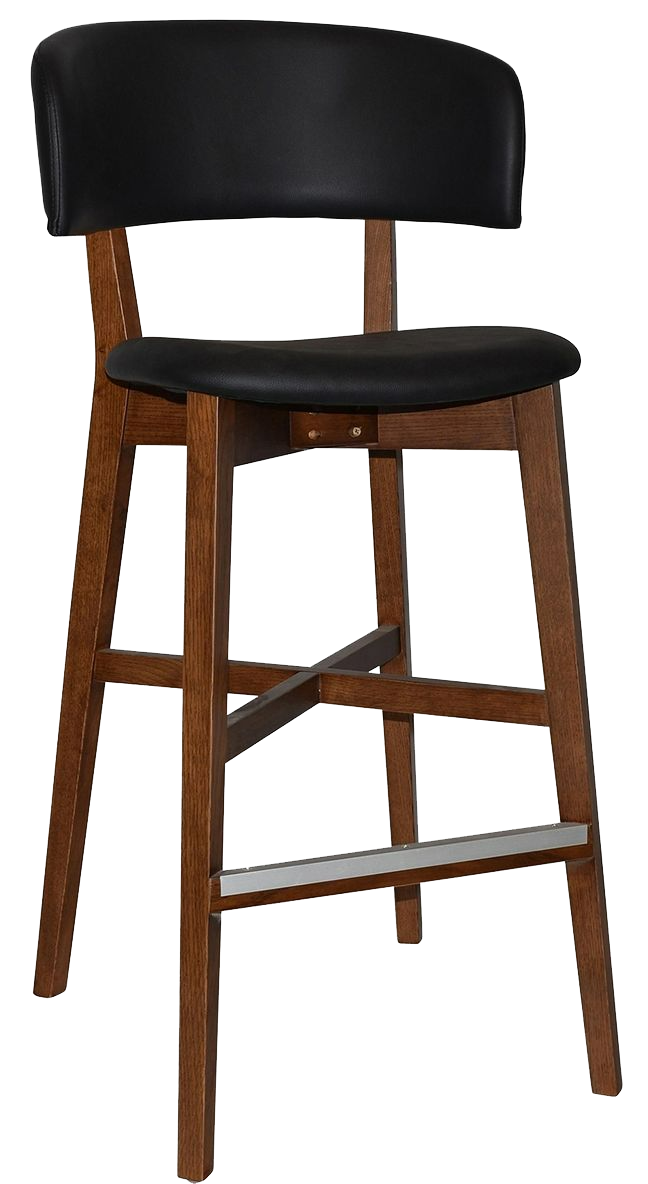 Stool Torino Uph 2 Lightwalnut - Vinyl Black Ef, Colour: Light walnut stain