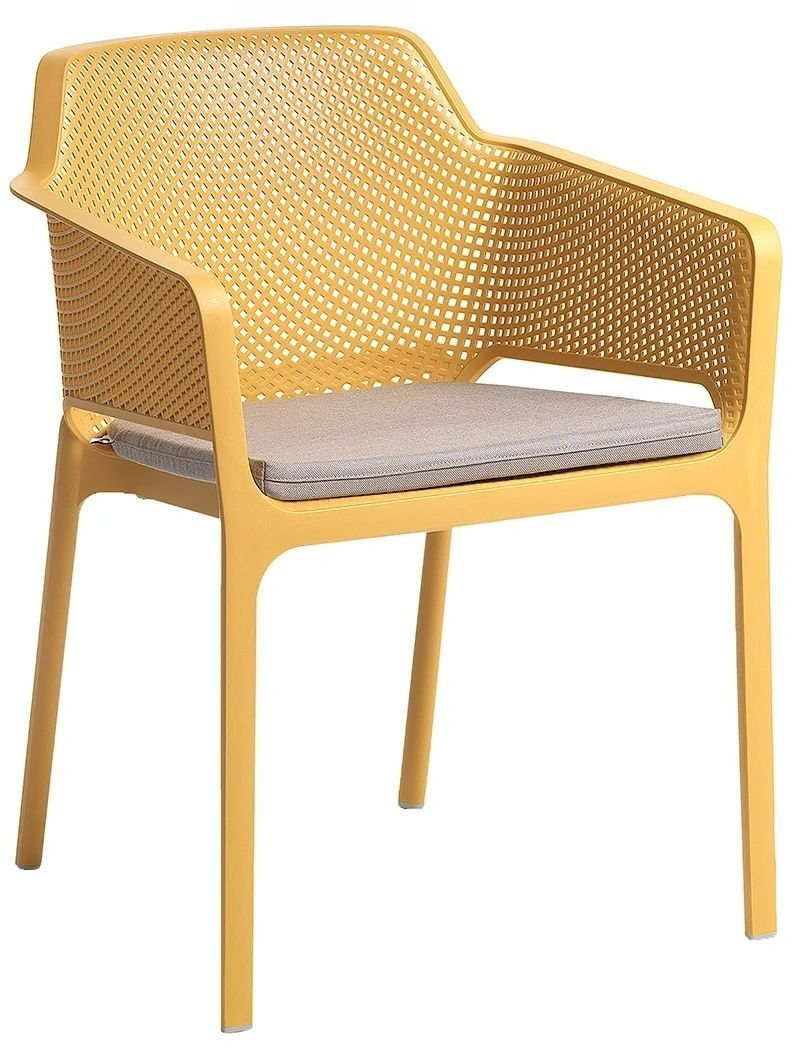 Arm Chair Net Mustard + Pad Light Grey Ef