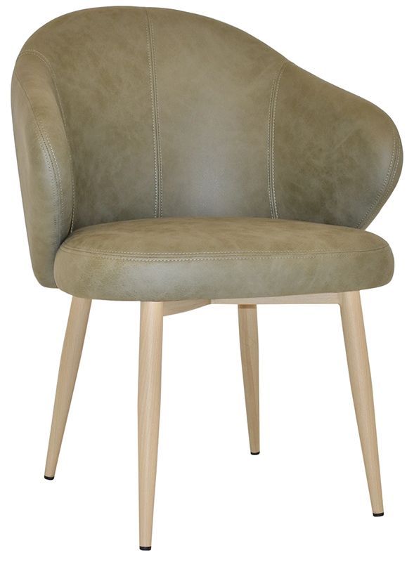 Arm Chair Hugo Metal Birch + Pelle Sage Ef