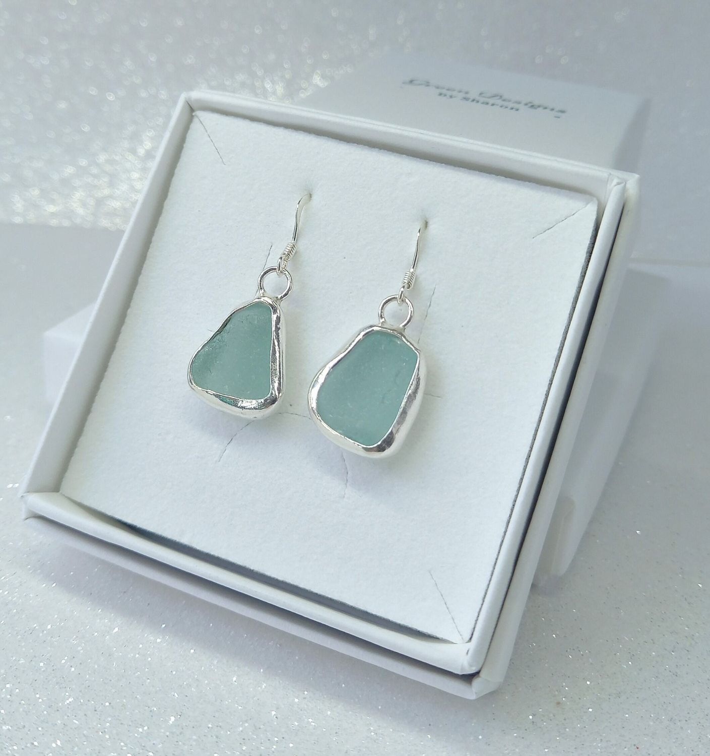 Scottish Sea Glass Open Bezel Sterling Silver Earrings - Seafoam