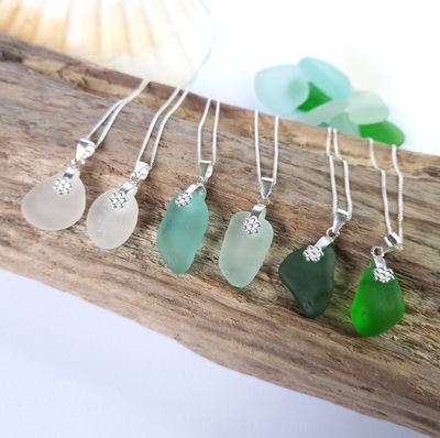 Delicate Sterling Silver Scottish Sea Glass Neckace