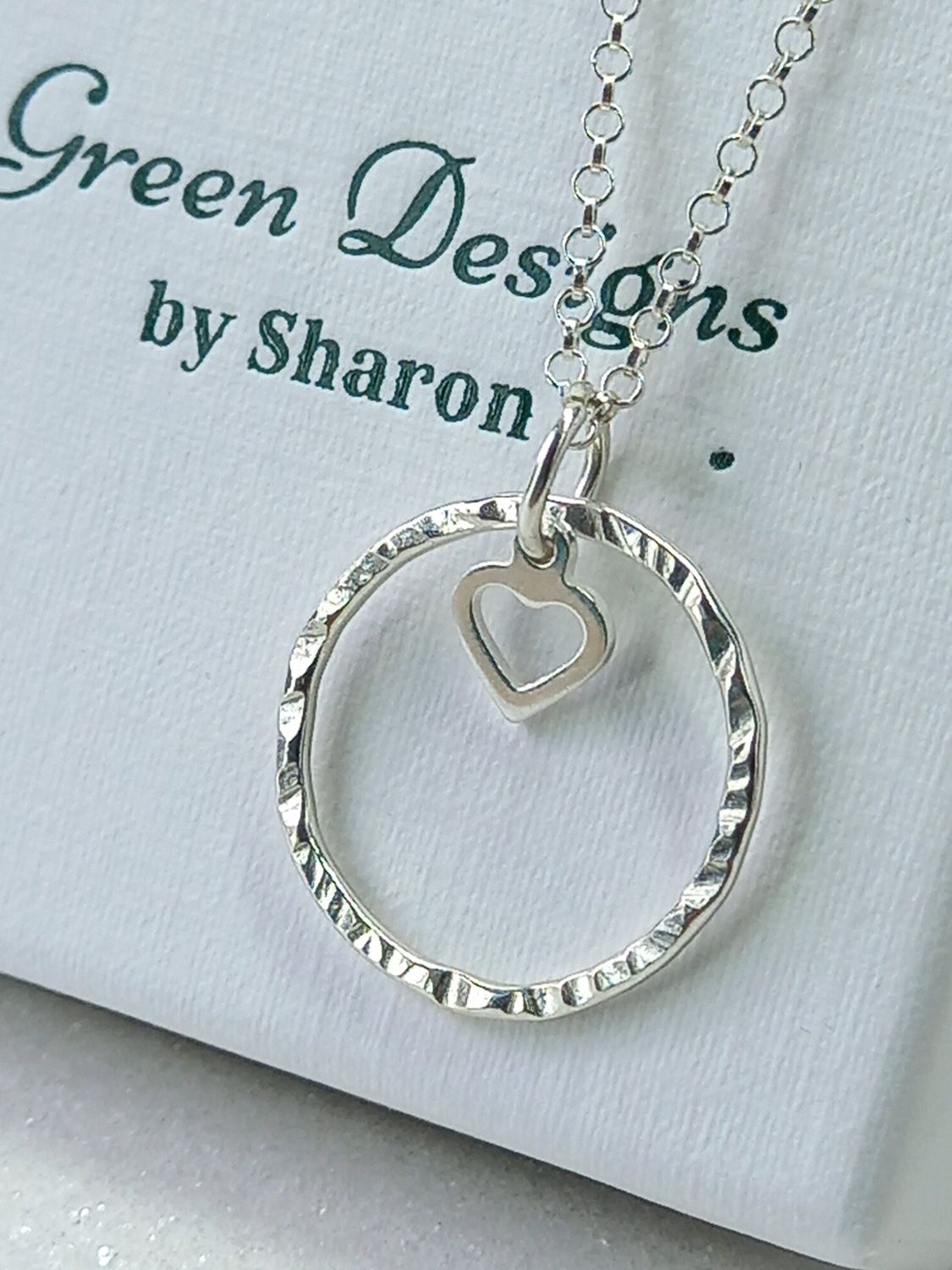 Sterling Silver Hoop with Open Heart Charm Necklace - fidget/anxiety Necklace
