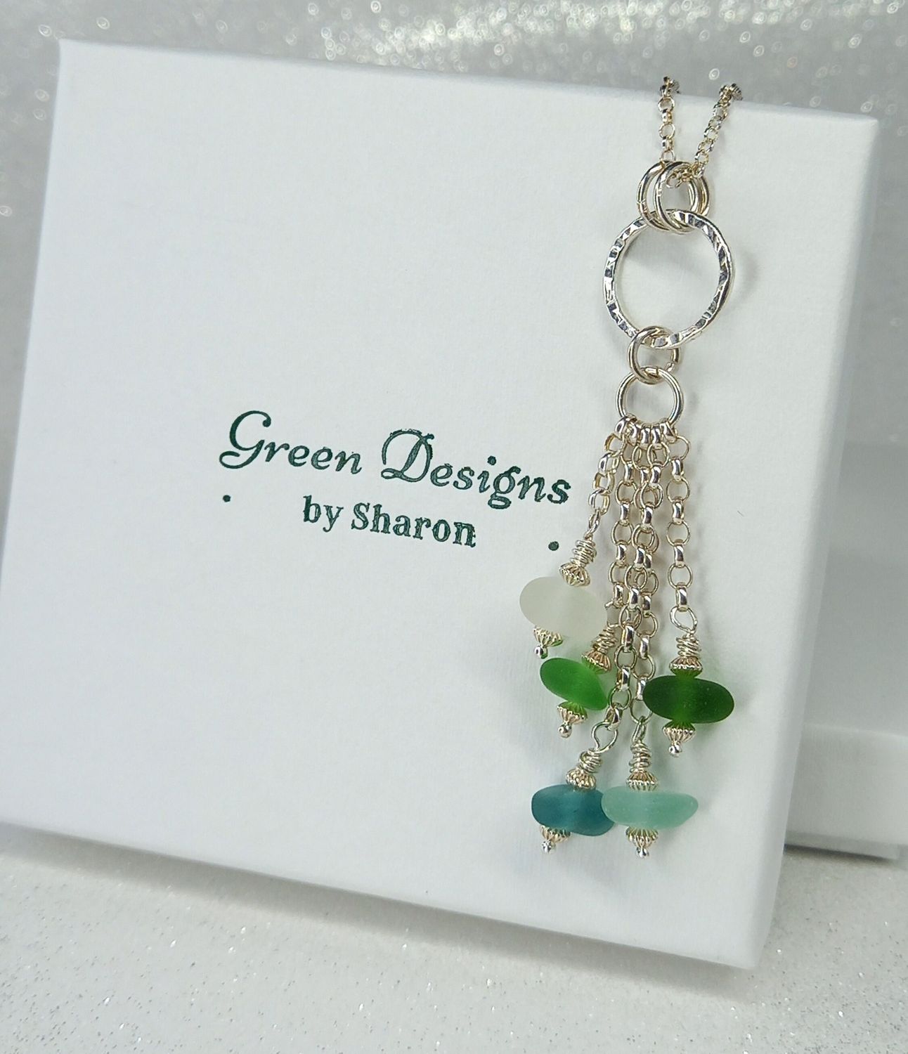 Multi Colour Scottish Sea Glass Dangling Necklace - Multi Coloured