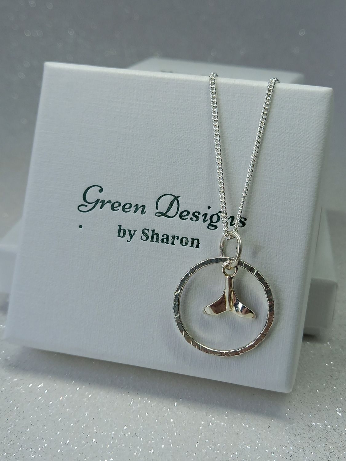 Sterling Silver Hoop with Whale Tail Charm Necklace - fidget/anxiety Necklace