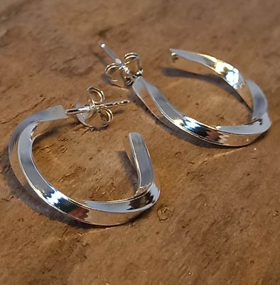 Square Sterling Silver Twisted Wire Stud Earrings