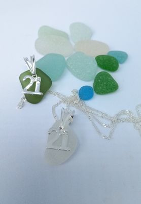 Scottish Sea Glass 21st Charm Necklace - Sterling Silver