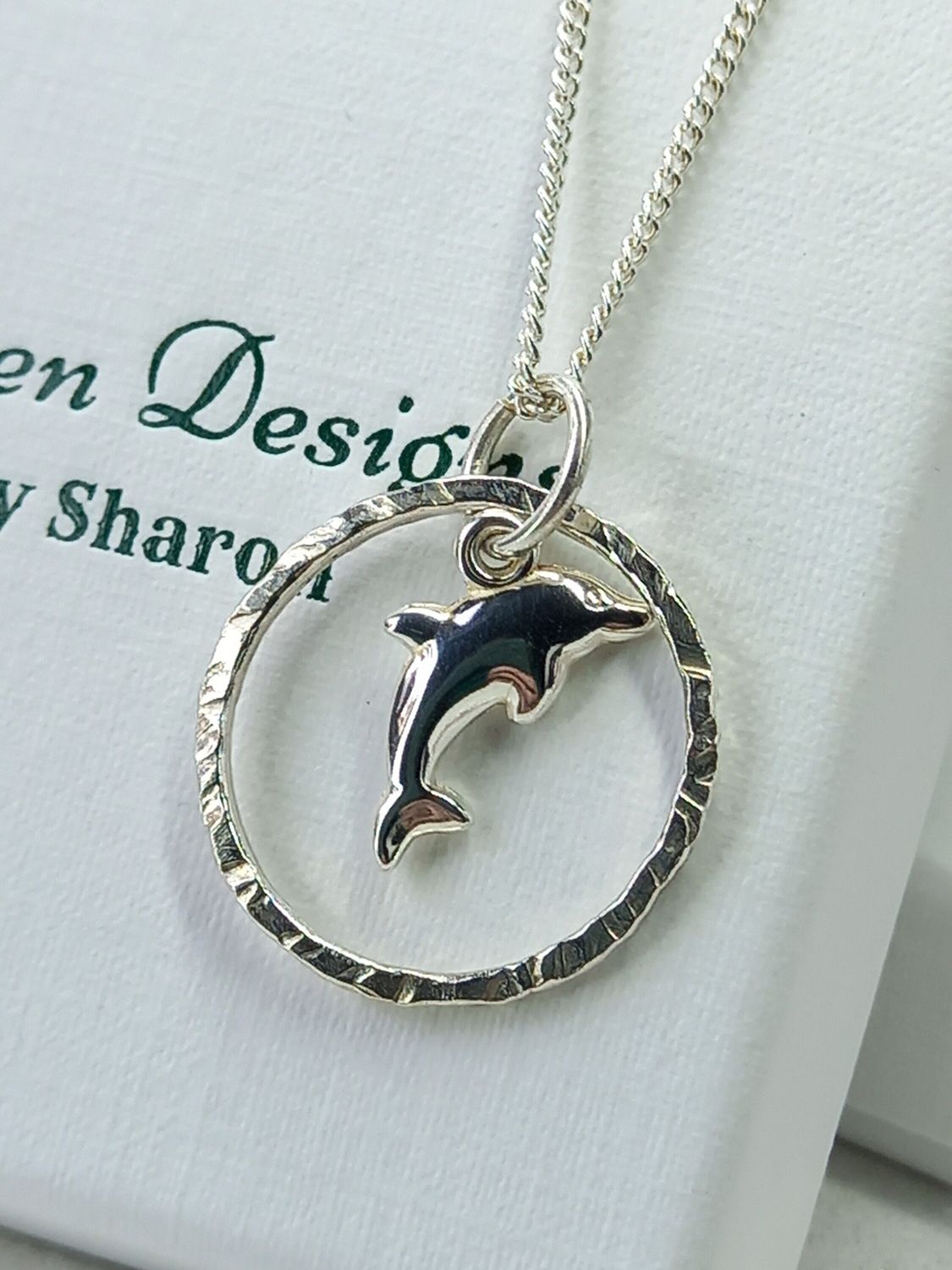 Sterling Silver Hoop with Dolphin Charm - fidget/anxiety Necklace