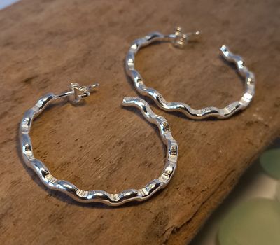 Sterling Silver Wavy Stud Earrings
