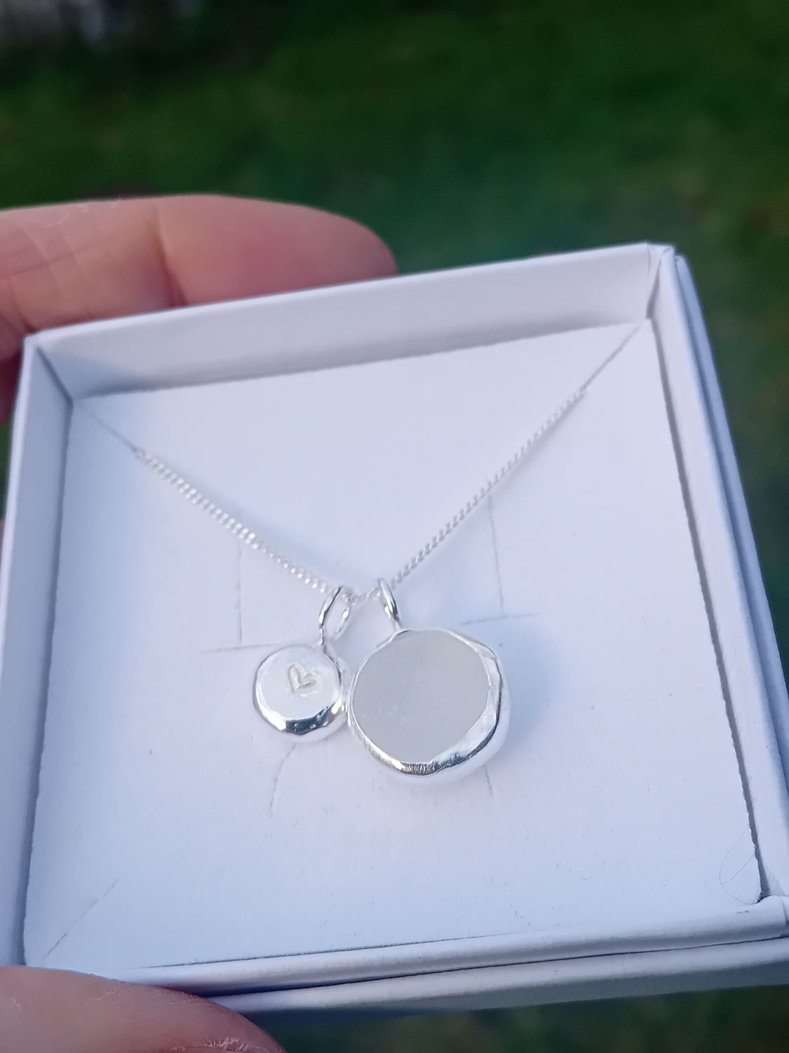 Sterling Silver Scottish Sea Glass and Silver Heart Nugget Necklace - various colours