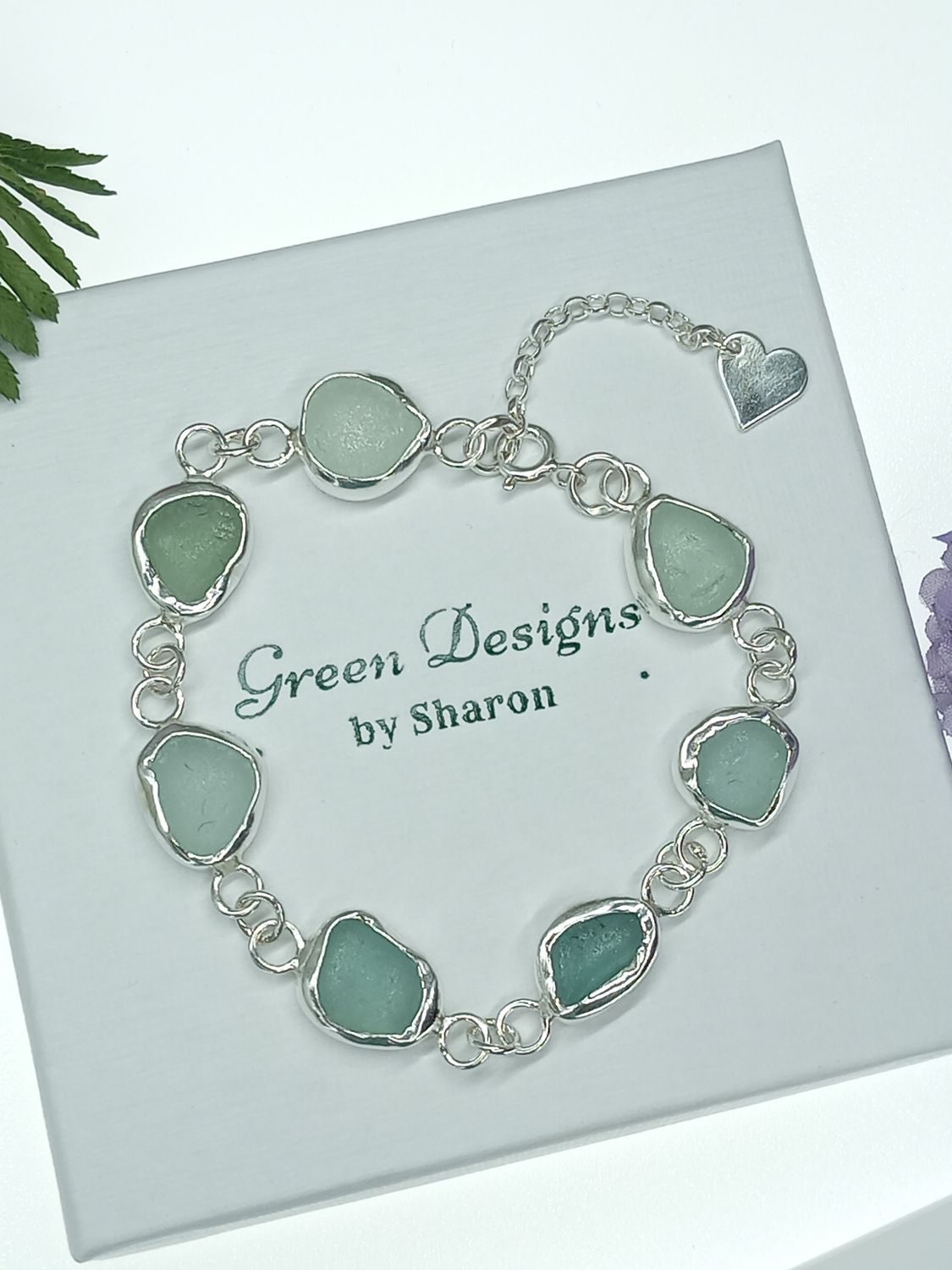 Shades of Seafoam Scottish Sea Glass Bracelet - Hallmarked