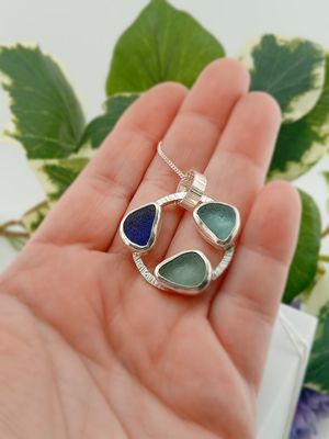 Shades of Blue Scottish Sea Glass Necklace - Hallmarked
