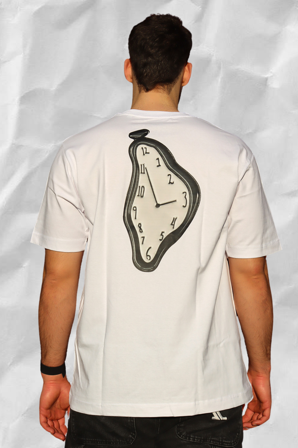 unisex clock tee white