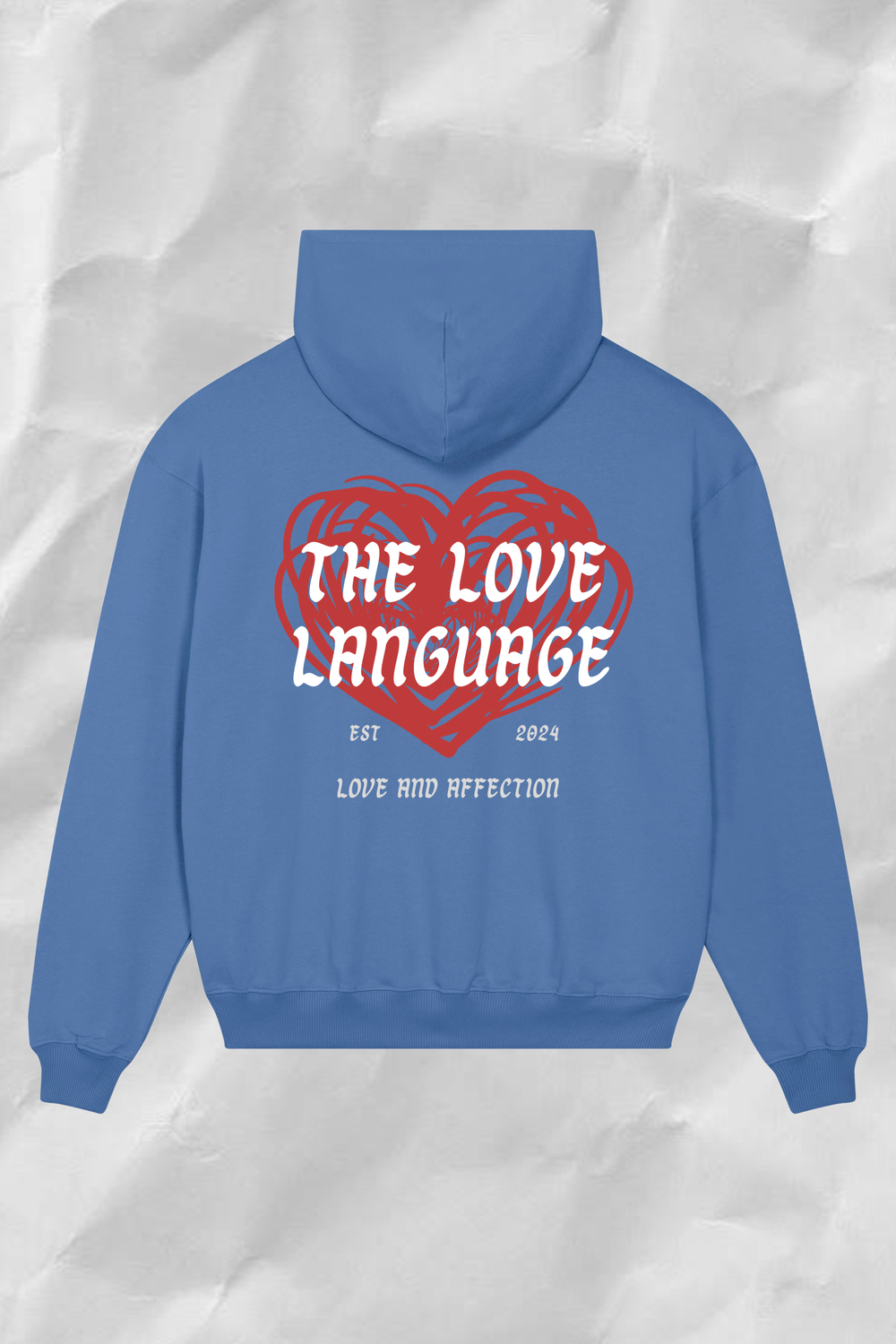 unisex love language hoodie baby blue