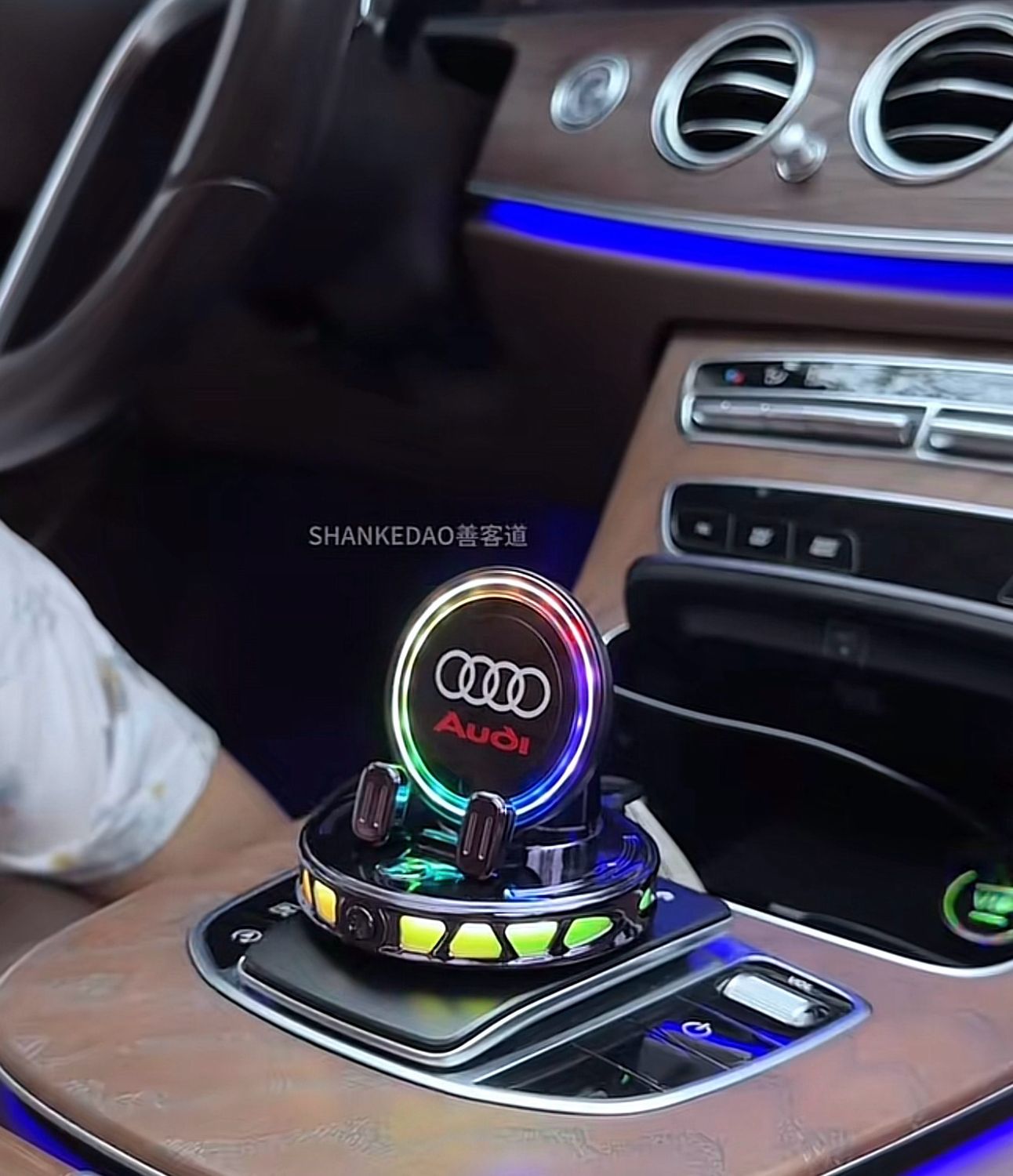 RGB LED Phone Holder With Charger With Car Logo