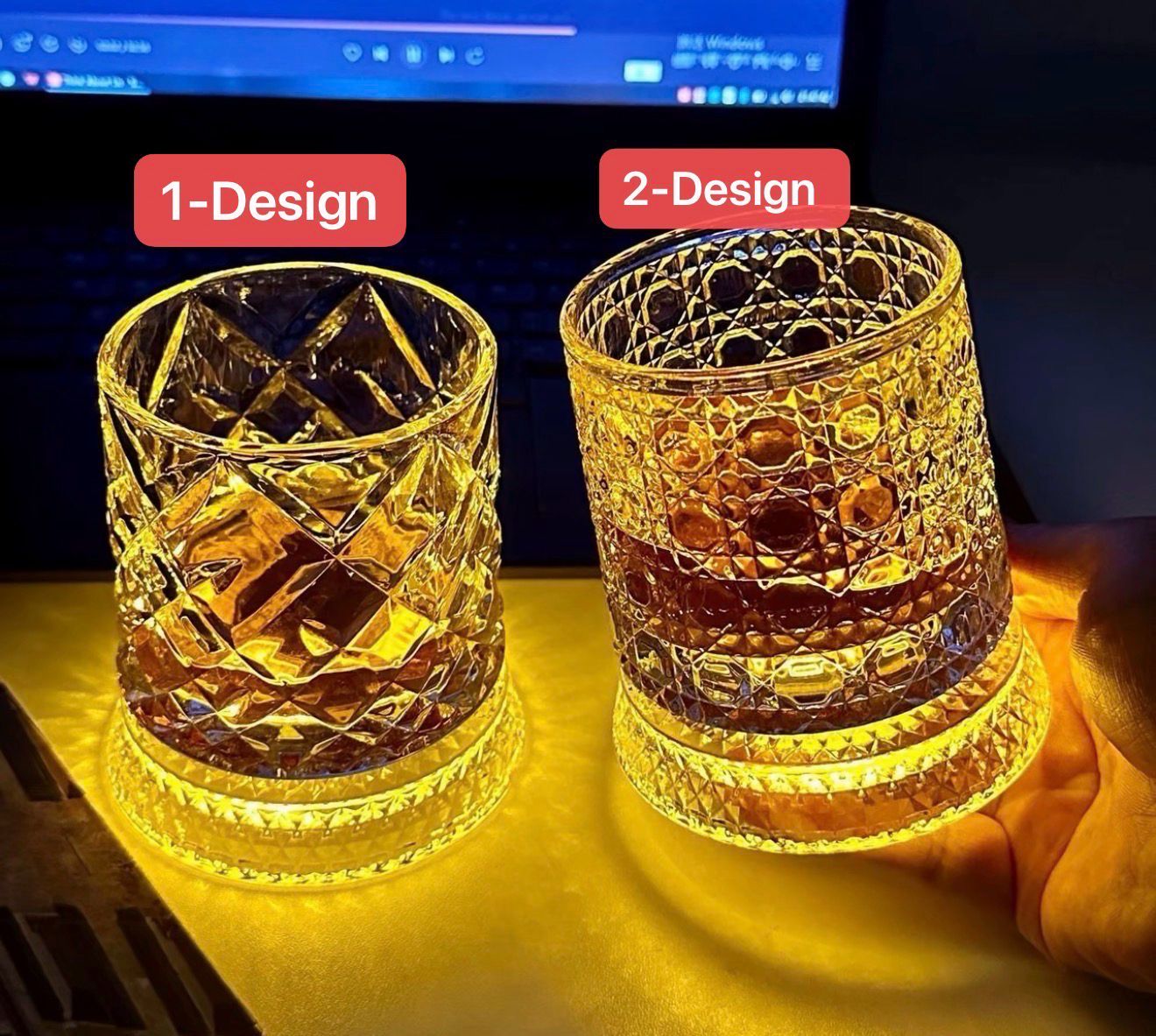 360-degree rotating gemstone cup [Light-up coaster included] Light-Up Spinning Cups [Includes Light-Up Coasters ]