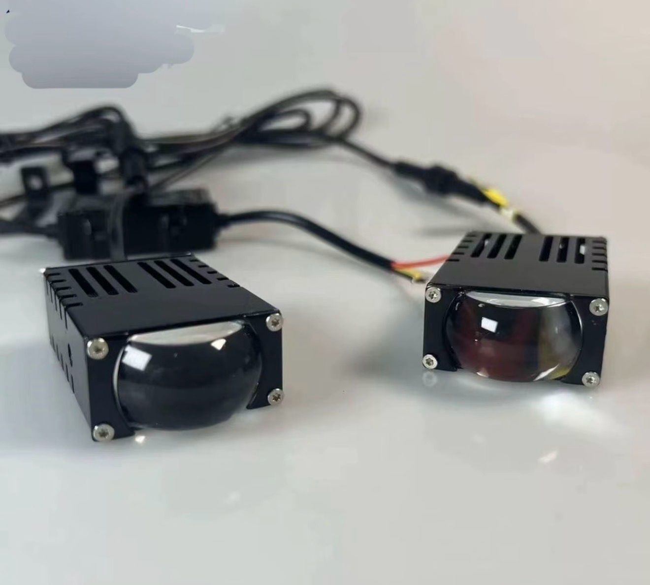 King of Light Automotive Mini Matrix Laser Headlights, Grille Lights, Yellow and White LED Spotlights 2 pcs ( For All Cars )