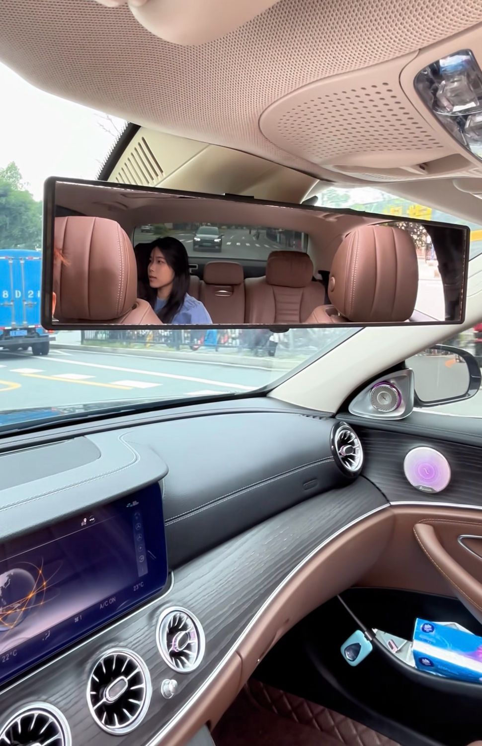 Car rearview mirror with wide field of vision anti-glare reflective lens interior reversing mirror with wide-angle curved ( For All Cars ) Universal